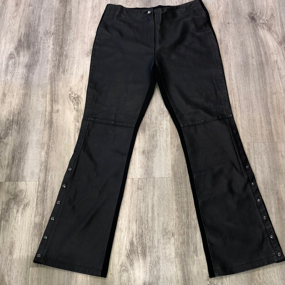 Absolu Paris vegan leather snap stretch pants